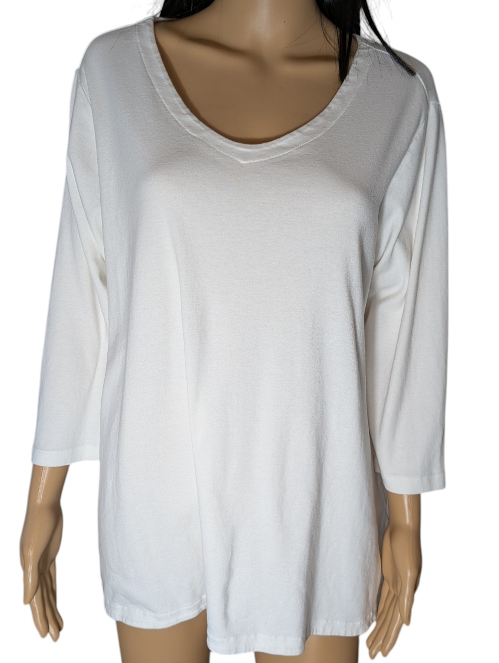 J-jill Pima Cotton V Neck 3/4 Sleeve Shirt XL